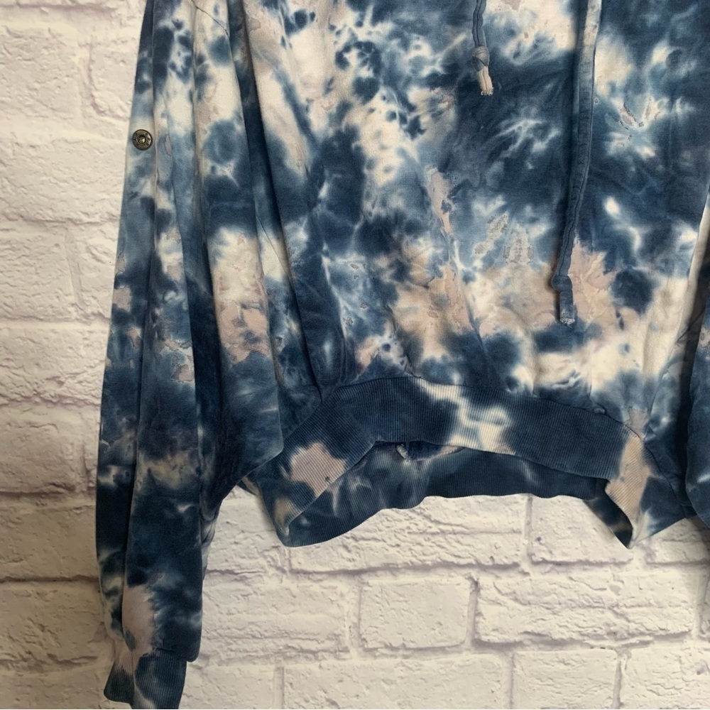 Young Fabulous and Broke Blue Tie-Dye Dolman Sleeve Pullover Hoodie - Picture 9 of 11